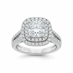 טבעת דגם ריבוע יהלומיים כסף